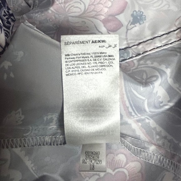 Chico's Zenergy Floral Print Hooded Rain Jacket Casual Paisley Size‎ 1 US 8/10 - Picture 10 of 10